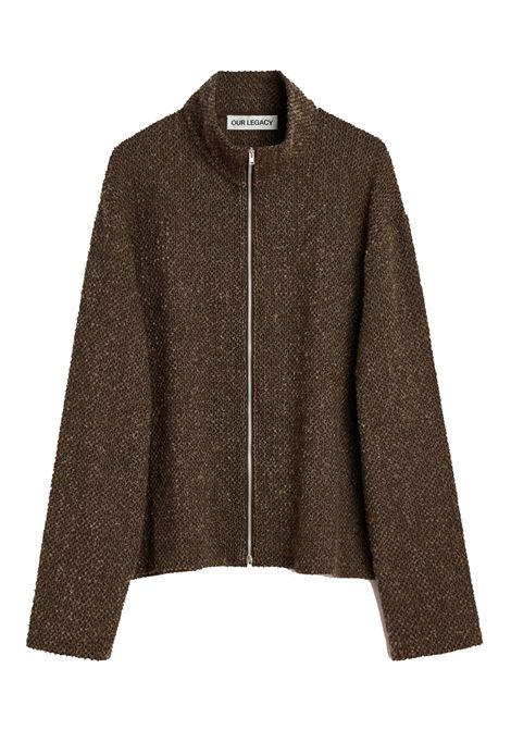 maglia shrunken fullzip polo uomo marrone OUR LEGACY | M4256SBS